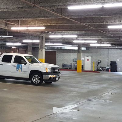 LED Tri-proof fixture installed in Parking garge
